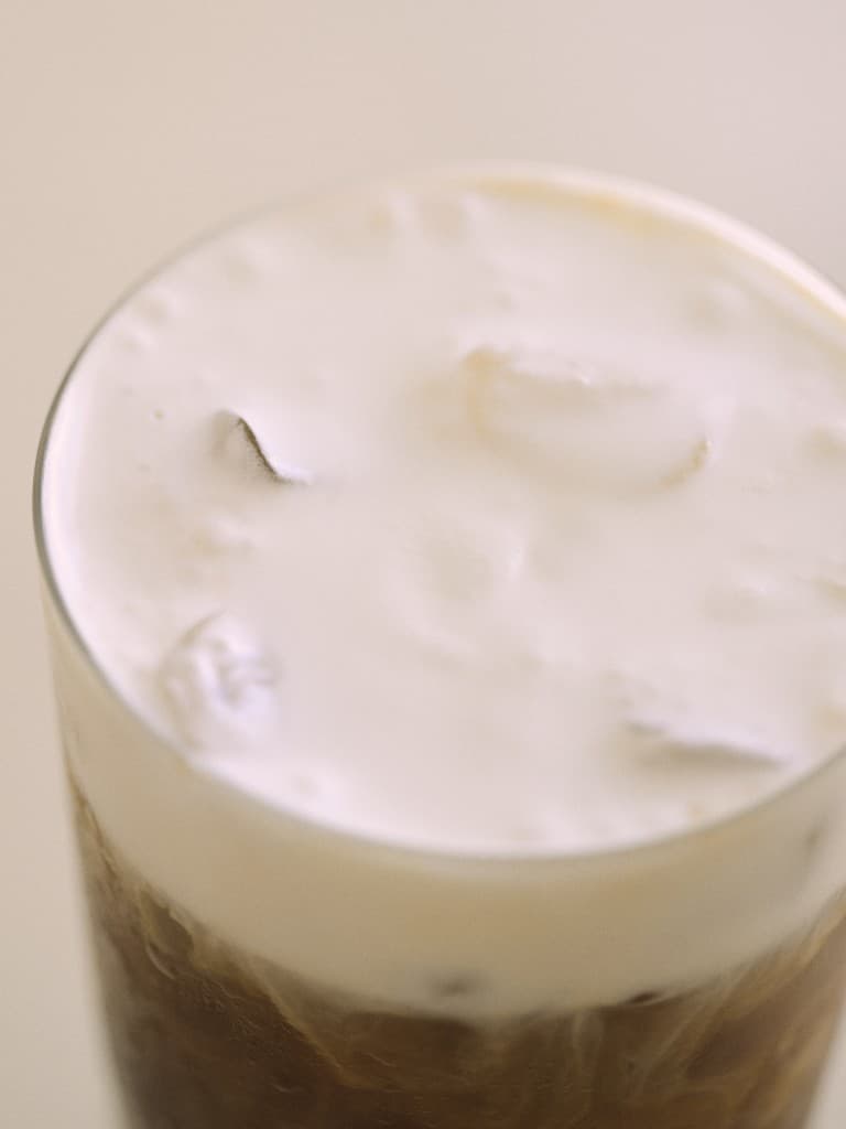 Iced Mont Blanc with a thick white foam cap